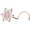 PIERCINGLINE Piercing per il naso in oro 14 o 18 carati con spirale e fiore di moissanite | Piercing per il naso a sfera | Colore a scelta, Moissanite