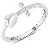 Anellissimo Anello Cuore e Croce Donna Argento 925 con zirconi -