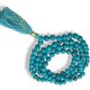 HI International Mala turchese 8 mm turchese Mala 108 + 1 perla - collana Mala leggera - perline da meditazione - collana con pietre preziose - collana con perle da yoga e preghiera annodata fatta a mano per unisex,