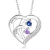 RolaOnly Regali di Natale per Donne Collana Personalizzata in Argento S925 con 2-5 Pietre Portafortuna, Nome Inciso, Gioielli con Ciondolo a Forma di Cuore Personalizzati