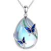 KQF Collana con ciondolo libellula/farfalla/gatto/medusa/coniglio/axolotl/ape/sirena/colibrì/elefante per donne in argento Sterling con pendente in pietra di luna Collana con ciondolo libellula