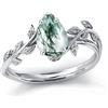 Ymnilian Ring Anello in agata muschio naturale for donna Anello di fidanzamento in argento sterling con agata muschio verde pera gioielli for donna(9)