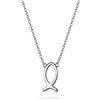 Bling Jewelry Collana con ciondolo piccolo religioso cristiano pesce Ichthys per donne e adolescenti in argento sterling .925