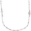Damiano Argenti Collana Rosario Girocollo Unisex in Argento Sterling 925 Rodiato con Medaglietta Ovale Madonna dei Miracoli e Croce Pendente Argento