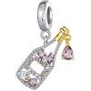 Teleye Tennis & Champagne Hobby Charms for Bracelet, 925 Sterling Silver