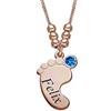 KIDDI-MEDIA Catenina con ciondolo a forma di piedino con incisione nome - argento placcato oro rosé