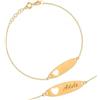 Sakrami Bracciale in Oro 9 KT con Piastrina Personalizzabile con Nome e Cuore Kids Collection + Confezione Regalo Personalizzata + Bracciale per Nascita Comunione o Battesimo