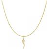gioiellitaly Catenina veneziana ciondolo cornetto argento 925 dorato piccolo lungo 2,3 cm circa catenina cm 40/45/50 a scelta gioiello portafortuna amuleto unisex uomo donna bimbo bimba (40 cm)