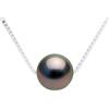 PEARLS & COLORS - Collana a catena con vera Perla coltivata rotonda di Tahiti - Qualità A+ - Argento 925 - Gioielli da donna