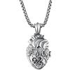 PAMTIER Acciaio Inossidabile da Uomo Collana Anatomica Cuore Pendente Ornato Aperibile per Coppie Argento Piccolo Stile