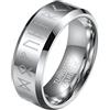 PAMTIER Anello Rune Vichingo in Tungsteno per Uomo Fede Nuziale Comfort Fit Finitura Lucida Argento Taglia 25