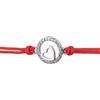 Sakrami Bracciale da Donna in Argento 925 in Corda Cerchi e Cuore con Zirconi Personalizzabile (RODIATO CORDONCINO ROSSO)