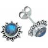 mantraroma orecchini a bottone in argento 925 con pietra di luna e pietra bianca, orecchini a bottone in vero argento sterling da donna, regalo
