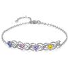 Glooraca Braccialetti con pietra portafortuna da donna, braccialetti personalizzati con nomi personalizzati, per mamma, figlia, nonna, gioielli regalo per la festa della mamma, Misura unica, Acciaio