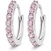 LES FOLIES DI PAOLA GRIECO Coppia di Orecchini a Cerchio Rosa cerchietti strass in argento 925 rodiato - Hoops Collection (9mm)
