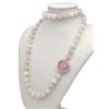 Handmade Generico Collana Donna artigianale in Quarzo Rosa, Pietra Naturale, Fatta a Mano, Senza Chiusura