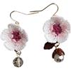 Generico Orecchini Fiore di Ciliegio all'Uncinetto Fatti a Mano - Orecchini Pendenti con Cristallo - Gioiello Romantico Elegante Regalo Donna