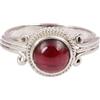 Generico Natural Garnet Ring in 925 Sterling Silver Handmade Round Cab Ring Birthday Gift For Her Lightweight Jewelry (US 8.5)