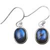 Handmade Orecchini pendenti in labradorite, fatti a mano, con castone in argento sterling 925, orecchini ovali con pietre preziose, gioielli leggeri