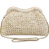 DUST/ROSE Clutch all'Uncinetto Panna con Lurex Oro, Borsa Fatta a Mano in Fettuccia, con Tracolla Rimovibile, 25x20x7 cm
