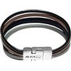 Albalù Italia Albalù Bracciale Uomo in Pelle Triplo Filo Multicolor Nero e Marrone con Chiusura Magnetica in Acciaio, Braccialetto Artigianale Idea Regalo Uomo Ragazzo