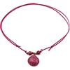 Generic Collana cordino cerato con conchiglia fucsia