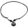Generic Collana cordino cerato con conchiglia nera e argento