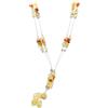 Generico Collana lunga Corniola Quarzo Lemon pietre dure cavetto acciaio regalo gialla cristalli donna design pendente artigianale fatta mano