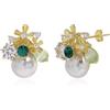 Meissa Orecchini perle Donna Argento 925 Orecchini sposa bambina Orecchini Bella Colorata Fiori Gioielli Regalo Matrimonio Anniversario Fidanzamenti, Pietra verde (oro)