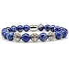 Generic Bracciale in sodalite Bracciale con perline Bracciale con perline blu Sfera in argento 8 mm in acciaio inossidabile (Modello B)