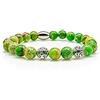 Generic Bracciale in diaspro, braccialetto con perline, perline verdi, pallina in argento, 8 mm, in acciaio inossidabile