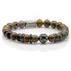 Generic Bracciale in pietra fiore giallo Bracciale con perline Perline Sfera 8 mm Anello distanziatore in acciaio inossidabile Perline Donna Uomo (Argento)