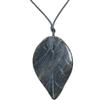 Generic Ciondolo con Foglia in Giada naturale - pendente pietra dura verde con girocollo in cordoncino nero -