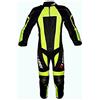 BI ESSE - Tuta da MINIMOTO per bambino in pelle e cordura professionale, completa di protezioni (Nero/Giallo Fluo, XL (10-11 anni))