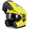 VINZ Santos Casco Modulare Moto & Scooter | Con Doppia Visiera | Certificato ECE 22.06 & PINLOCK preparato | Integrale Donna E Uomo | nelle taglie dalla XS-XXL - Giallo fluorescente