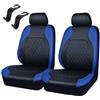 AzulLanse 2 Pcs Coprisedili Anteriori Auto Universali PU,Set di Coprisedili e Copri Poggiatesta per Sedili Anteriori Auto con Airbag Laterali,Coprisedili,Accessori Auto Interno-(A-blu)