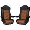 Generisch Coprisedile per camion generico per Mercedes Actros MP4 MP5 con sedile passeggero pieghevole (marrone con cuciture beige)