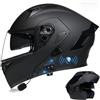 SONGDIQI Bluetooth Casco Modulare per Moto, Casco da Moto a Doppia Visiera Integrati Omologato DOT/ECE, con Doppio Altoparlante E Microfono(C6,L(59~60cm))