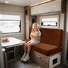 UNBBRRL Elasticizzati Copridivano Camper Velluto, Copri Dinette Camper Set (2pcs), RV Panca/auto/caravan/cuscino Divano Copertura Con 4 Cinghie (sunset café,Rettangolo-M)