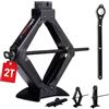 LEHMANN Cric Auto 2T - Cric a Forbice con Chiave a Cricchetto - Regolabile in Altezza 120-420mm - Cuscinetto in Gomma Integrato - ideale per Manutenzione, Riparazione e cambio gomme - Portatile
