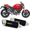 MOTOTOPGUN arrow scarico omologato open doppio terminale thunder alluminio nero compatibile con ducati monster 1100 2009 2010 mototopgun
