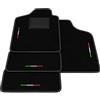 Generico Tappetini compatibili con Fiat Panda 141 1980-2003, ricamo bandiera Italia, kit tappetini auto personalizzati, set tappeti in moquette, bordo nero.
