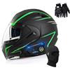 SONGDIQI Casco Modulare Bluetooth, Casco Modulare con Doppia Visiera, Casco da Moto Integrato Omologato ECE(C7,S(55~56CM))