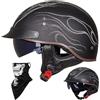 EBAYIN Caschi Cromwell Jet e Demi-Jet Casco Moto A Mezzo Casco Retrò Harley Casco Anticollisione Di Sicurezza Per Scooter Chopper Cruiser DOT / ECE Con Occhiali A Sgancio Rapido,C-M=（57~58cm）