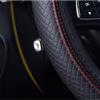 SDZPLM Coprivolante Auto Per Alfa Per Romeo 4C 159 Spider Per Giulia Giulietta 156 Mito 147 Coprivolante Antiscivolo Protettivo Per Auto 37-38cm Copri Volante(1Pcs Black Red)