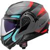 LS2, Casco Moto Modulare ADVANT II TRIPLE Nardo Grey Blue Red, S