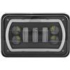 Qiilu Faro anteriore, camion 4 * 6 LED Faro quadrato Luce alta/bassa fascio bianco Halo per adatto per led rettangolare moto