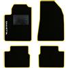 QUEMAR Tappetini Auto per Alfa Romeo GIULIETTA, Bordo Giallo, 1 Ricamo | 2016-2020 / Kit Tappeti Moquette e Gomma su Misura / Set 2 Anteriori + 2 Posteriori / Ricami e Colori Personalizzati