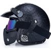 EBAYIN Casco vintage retrò Scooter Casco jet ciclomotore Casco mezzo casco in pelle 3/4 con visiera Casco aperto per uomo e donna Certificazione DOT ECE,S-XXL(63~64cm)