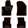 QUEMAR Tappetini Auto compatibili con Compass dal 2017 anche Plug-in Hybrid/Kit Tappeti Moquette e Gomma su Misura (Set 2 Anter.+ 2 Poster.)/Ricami e Colori Personalizzati (4 Ricami, Bordo Arancio)